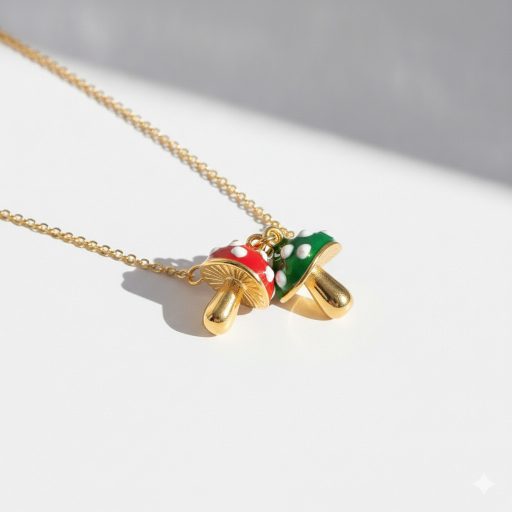 DIY Erdei Gombák aranyozott nyaklánc