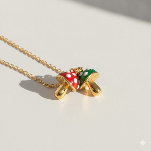 DIY Erdei Gombák aranyozott nyaklánc