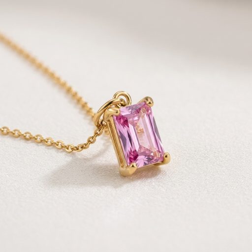 DIY Pink kristály nyaklánc, aranyozott