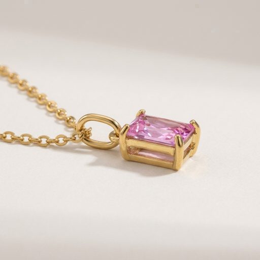 DIY Pink kristály nyaklánc, aranyozott