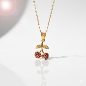 DIY Crystal cherry nyaklánc, aranyozott