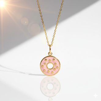 DIY Pink donut nyaklánc, aranyozott
