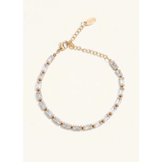 Crystal Luxe Slim aranyozott karkötő, hókristály
