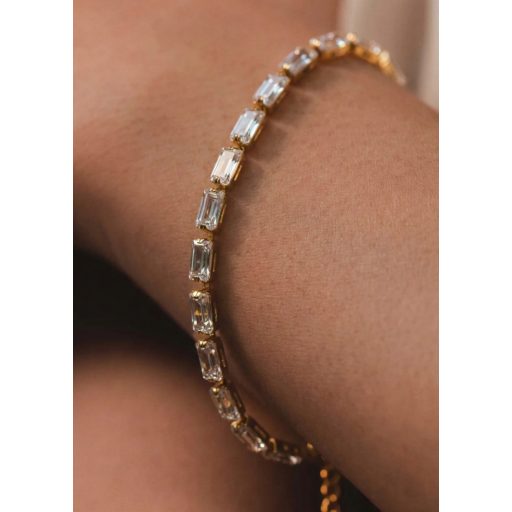 Crystal Luxe Slim aranyozott karkötő, hókristály
