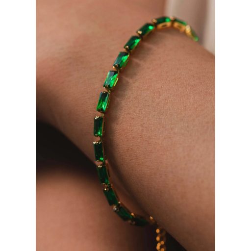 Crystal Luxe aranyozott karkötő, smaragdzöld