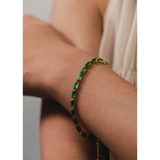 Crystal Luxe aranyozott karkötő, smaragdzöld