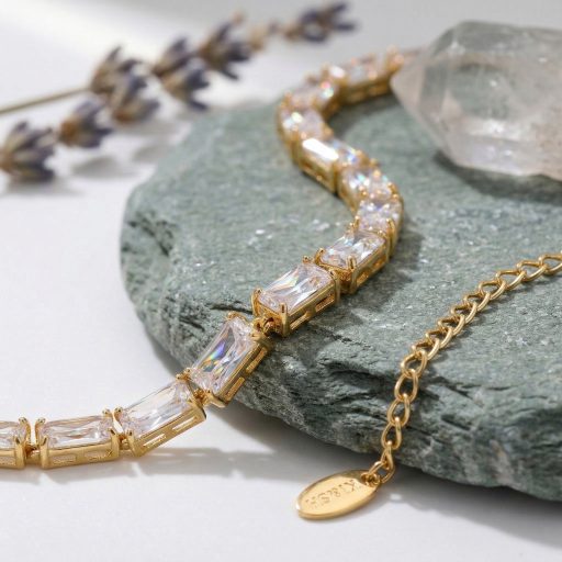 Crystal Luxe aranyozott nyaklánc, hókristály