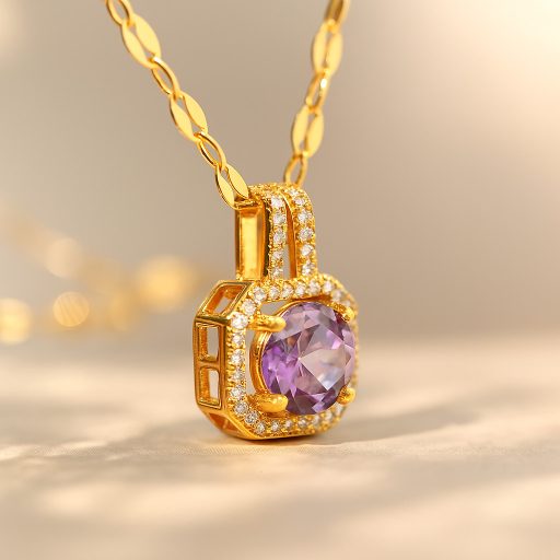 PURPLE SQUARE aranyozott nyaklánc