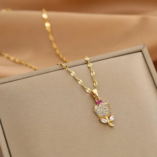 Small Rose nyaklánc, 18 karátos aranyozott
