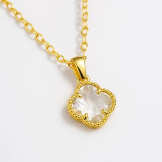 CRYSTAL four leaf nyaklánc, 18 karátos aranyozott