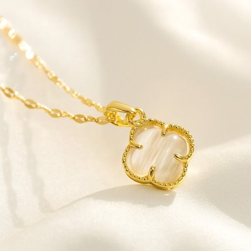 CRYSTAL clover nyaklánc, aranyozott