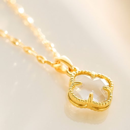 CRYSTAL clover nyaklánc, aranyozott