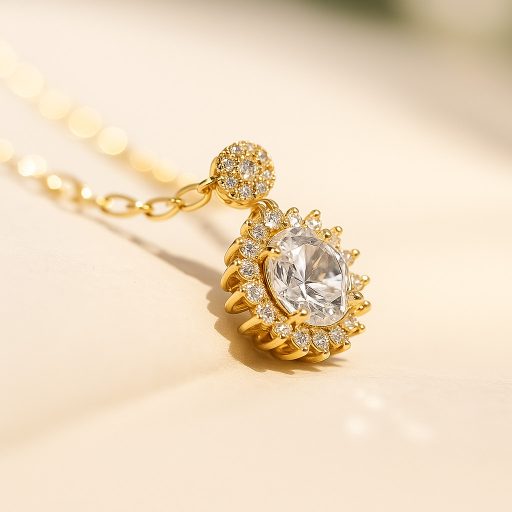 SUNFLOWER CRYSTAL nyaklánc, 18 karátos aranyozott