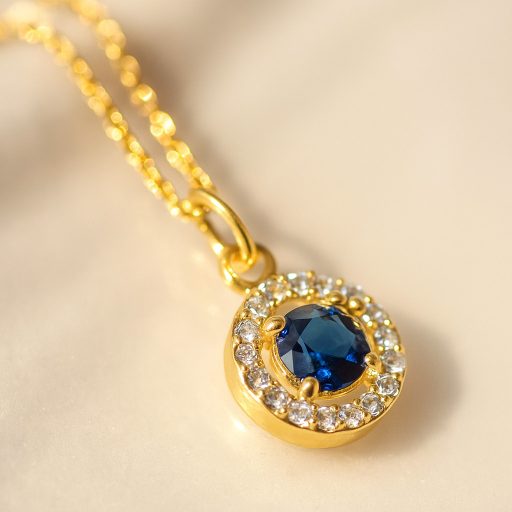 QUEEN kerek nyaklánc - kék aranyozott