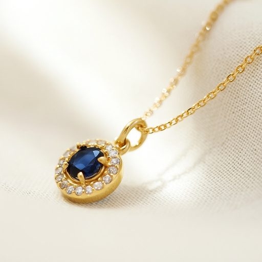 QUEEN kerek nyaklánc - kék aranyozott