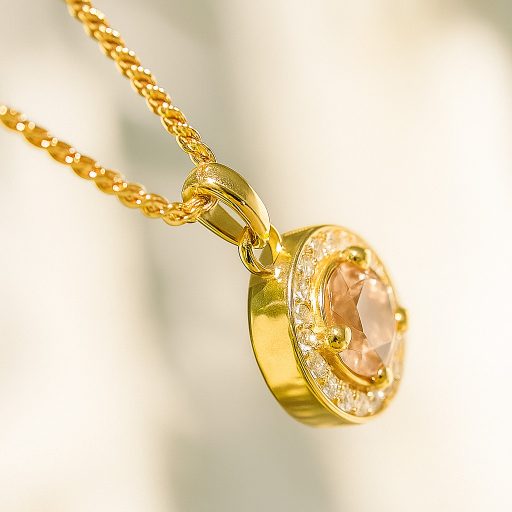 QUEEN kerek nyaklánc - pink, 18 karátos aranyozott