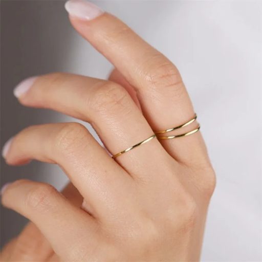Aranyozott gyűrű  kerekített széllel, 1mm