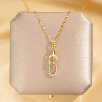 Oval Clip nyaklánc, 18 karátos aranyozott