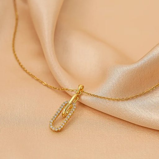 Oval Clip nyaklánc, 18 karátos aranyozott