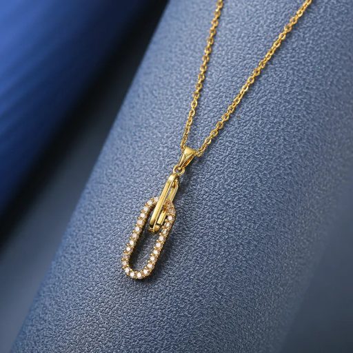 Oval Clip nyaklánc, 18 karátos aranyozott