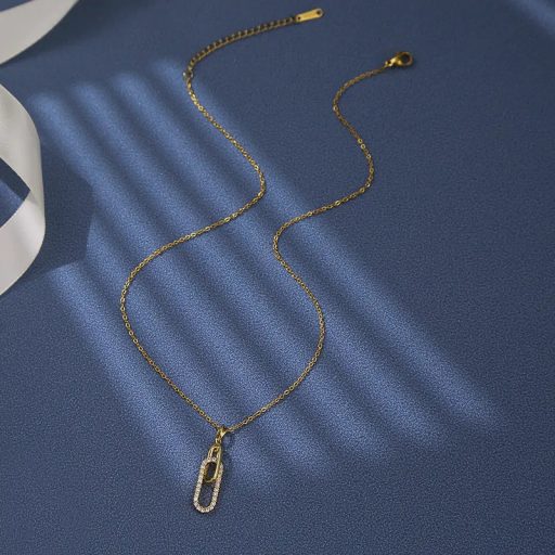 Oval Clip nyaklánc, 18 karátos aranyozott