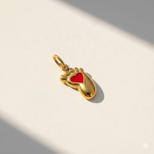 Little Foot charm - piros, aranyozott