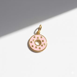 Pink donut charm, aranyozott