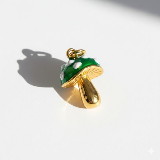 Gomba charm - zöld, aranyozott
