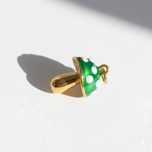 Gomba charm - zöld, aranyozott