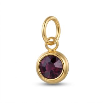 Február kerek kristály charm, aranyozott