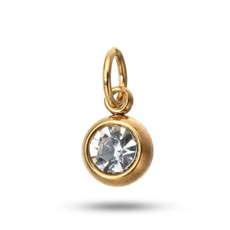Április kerek kristály charm, aranyozott