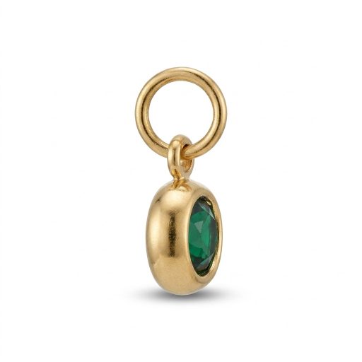 Május kerek kristály charm, aranyozott