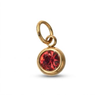 Július kerek kristály charm, aranyozott