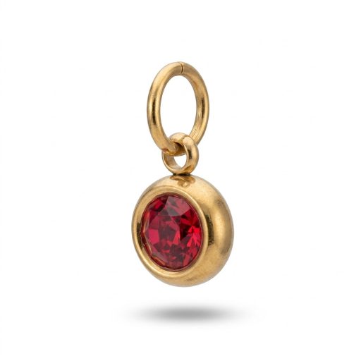 Július kerek kristály charm, aranyozott