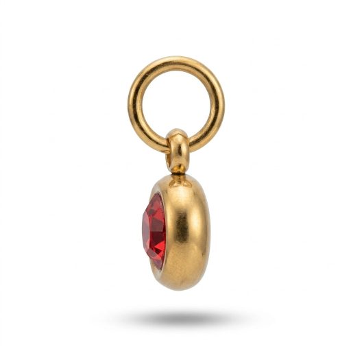 Július kerek kristály charm, aranyozott