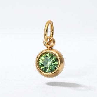 Augusztus kerek kristály charm, aranyozott