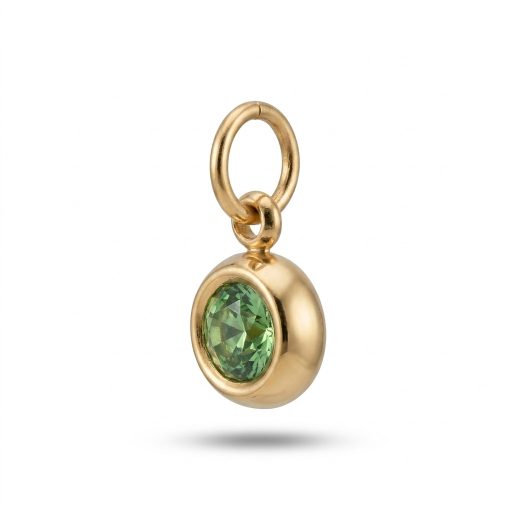 Augusztus kerek kristály charm, aranyozott