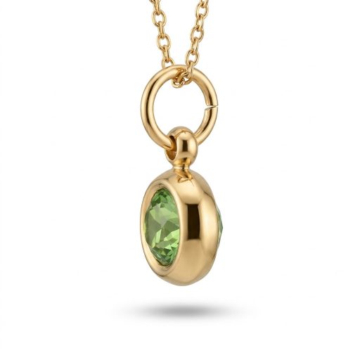 Augusztus kerek kristály charm, aranyozott