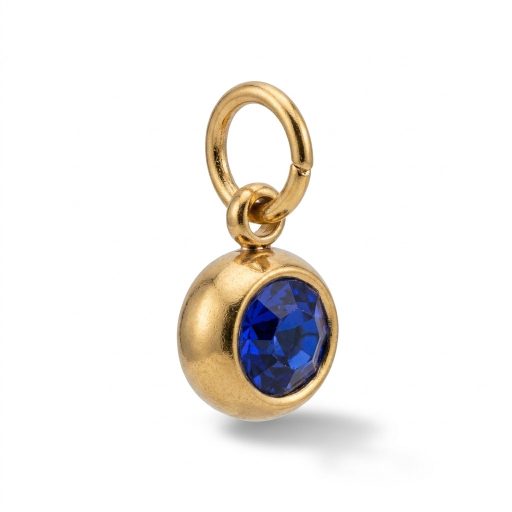 Szeptember kerek kristály charm, aranyozott