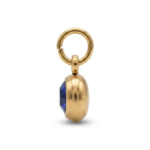 Szeptember kerek kristály charm, aranyozott