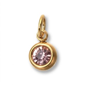 Október kerek kristály charm, aranyozott