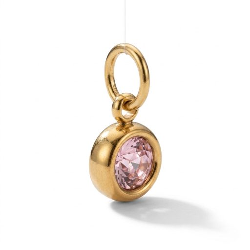 Október kerek kristály charm, aranyozott