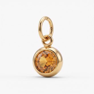 November kerek kristály charm, aranyozott