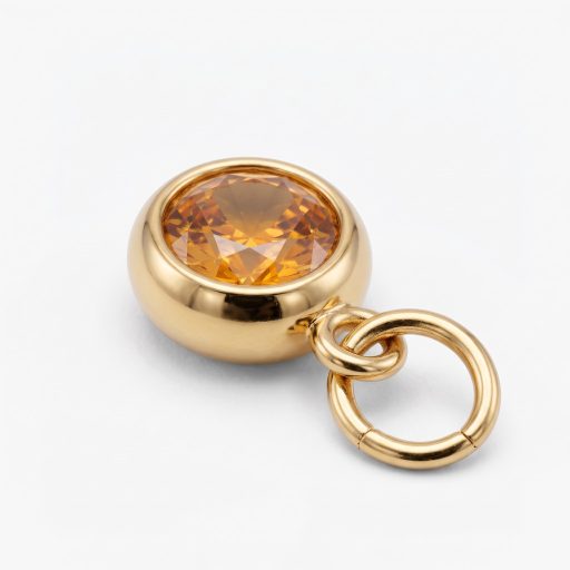 November kerek kristály charm, aranyozott