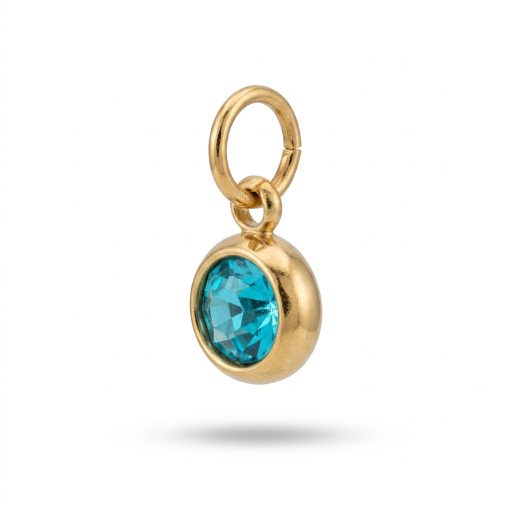 December kerek kristály charm, aranyozott