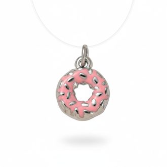 Fánk charm - rózsaszín, fehérarany