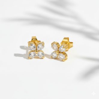 Diamond Flowers aranyozott fülbevaló
