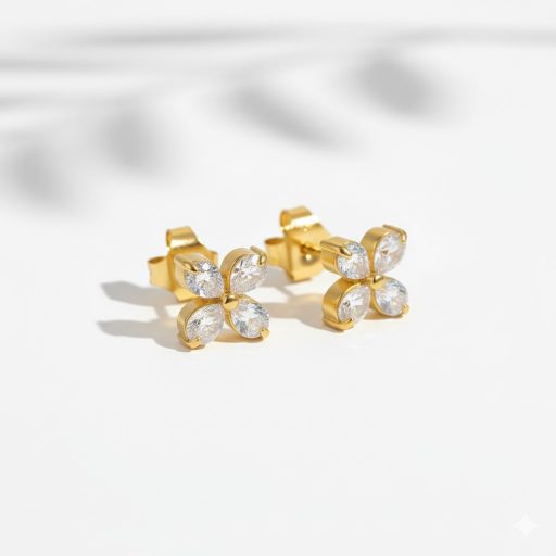 Diamond Flowers aranyozott fülbevaló