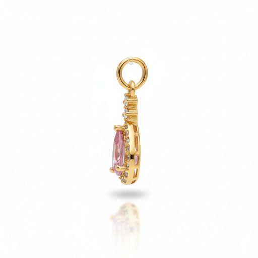 Pink Water Drop charm, aranyozott