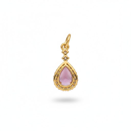 Pink Water Drop charm, aranyozott
